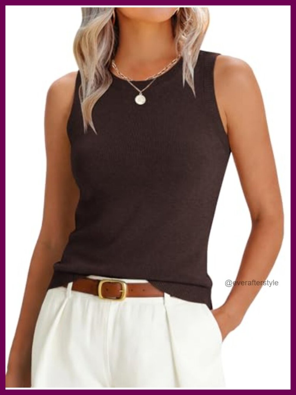 Wool Blend Sleeveless Sweater Vest Slim Fit Crew Neck Tank Top